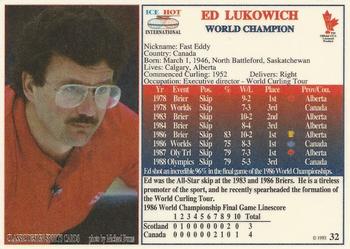 1993 Ice Hot International #32 Ed Lukowich Back